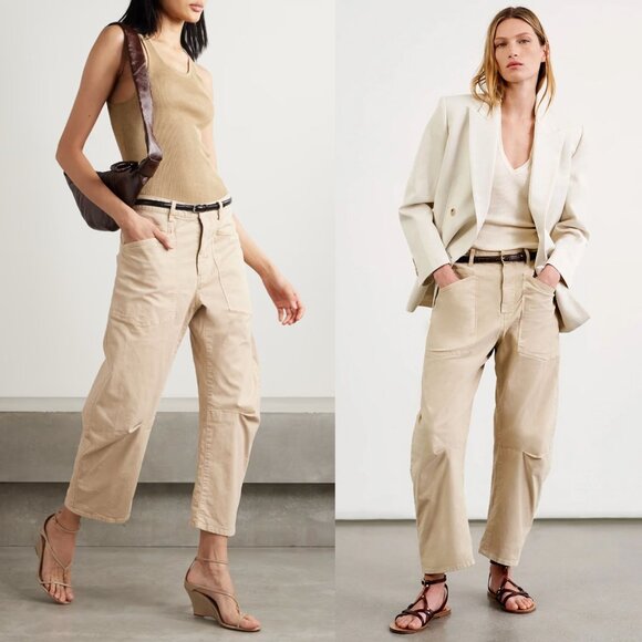 Nili Lotan Pants - Nili Lotan Shon Pant Sandstone‎ Tan Beige Khaki Barrel Cotton Twill Size 6
